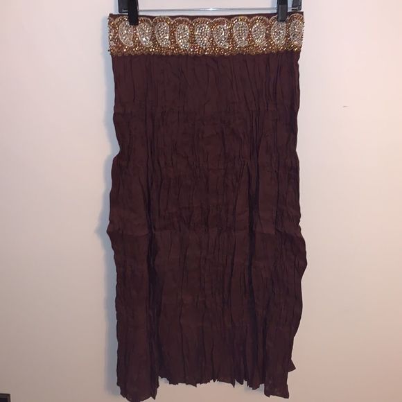 Striped Silk Maxi Skirt With Side Zipper - Picture 3 of 4